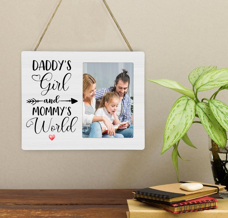 CAIFZ Daddy's Girl and Mommy's World Picture Frame, New Baby Photo Frame Gifts for Daughter, 4x6 inch Photo - Image 4